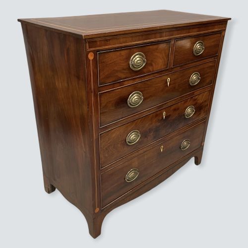 REGENCY MAHOGANY INLAID CHEST OF DRAWERS - ADDITIONAL PHOTO 4