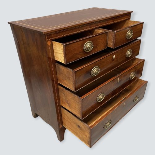 REGENCY MAHOGANY INLAID CHEST OF DRAWERS - ADDITIONAL PHOTO 7