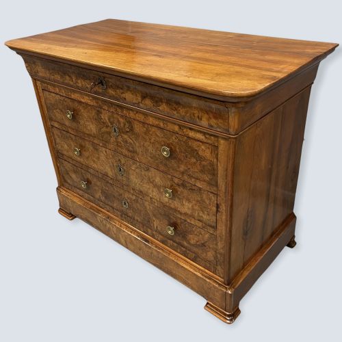 BURR WALNUT FRENCH COMMODE WITH WOOD TOP - ADDITIONAL PHOTO 1