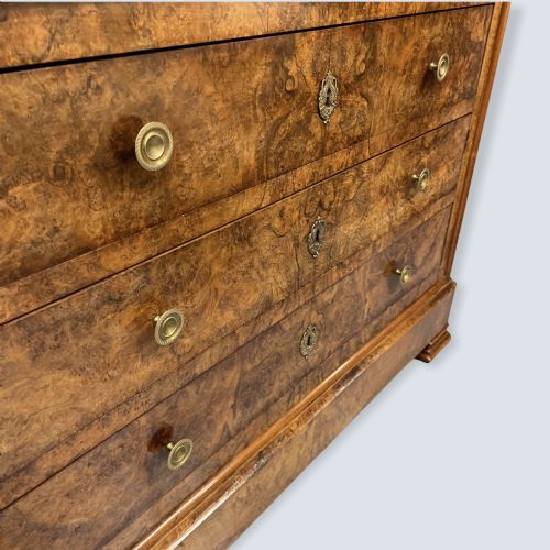 BURR WALNUT FRENCH COMMODE WITH WOOD TOP - ADDITIONAL PHOTO 2