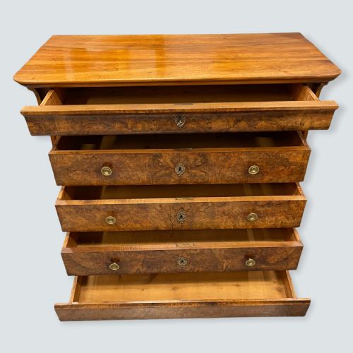 BURR WALNUT FRENCH COMMODE WITH WOOD TOP - ADDITIONAL PHOTO 3