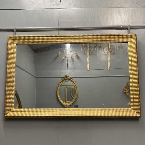 LARGE 19TH CENTURY FRENCH RIPPLED GILT MIRROR - ADDITIONAL PHOTO 1