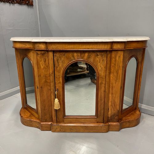 burr walnut and marble top credenza - CATEGORY: ANTIQUE SIDEBOARDS - DATED 19TH CENTURY