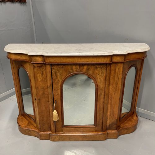 BURR WALNUT AND MARBLE TOP CREDENZA - ADDITIONAL PHOTO 1