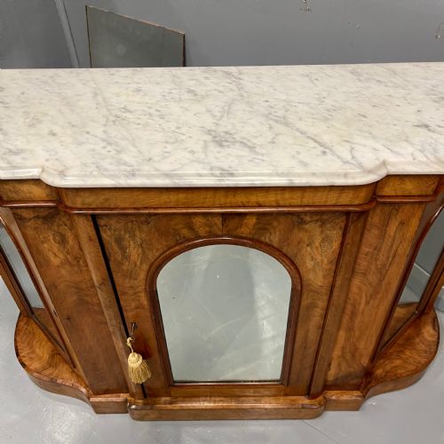 BURR WALNUT AND MARBLE TOP CREDENZA - ADDITIONAL PHOTO 3