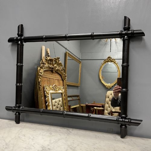 FRENCH EBONISED FAUX BAMBOO MIRROR WITH ORIGINAL GLASS - ADDITIONAL PHOTO 5