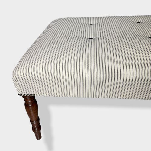 LARGE BUTTONED TICKING STRIPE LOW FOOTSTOOL - ADDITIONAL PHOTO 6