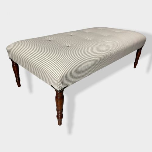 LARGE BUTTONED TICKING STRIPE LOW FOOTSTOOL - ADDITIONAL PHOTO 7