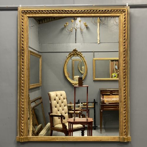 french paint and gilt overmantle mirror - CATEGORY: ANTIQUE MIRRORS - DATED 19TH CENTURY