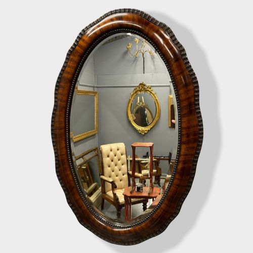 edwardian cushion frame mirror with bevelled glass - CATEGORY: ANTIQUE MIRRORS - DATED EDWARDIAN