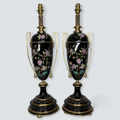 PAIR OF ITALIAN ENAMELLED PORCELAIN TABLE LAMPS - ADDITIONAL PHOTO 9