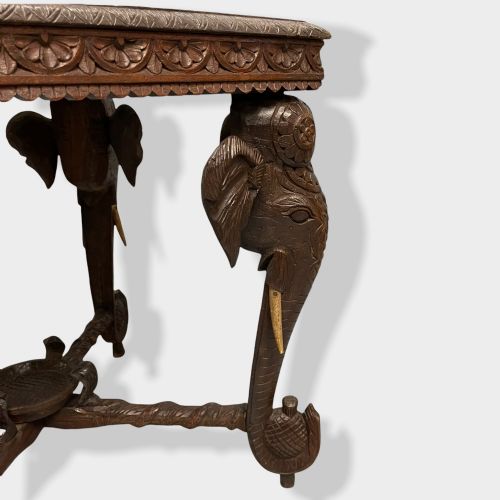 ANGLO INDIAN CARVED ELEPHANT SQUARE SIDE TABLE - ADDITIONAL PHOTO 5