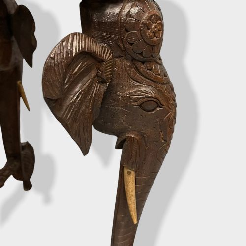 ANGLO INDIAN CARVED ELEPHANT SQUARE SIDE TABLE - ADDITIONAL PHOTO 6