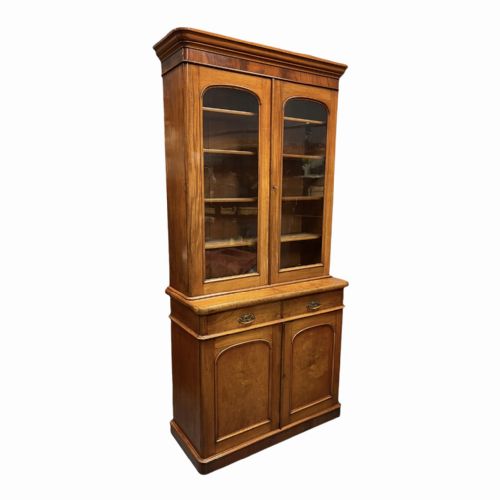 19th century english glazed bookcase on cupboard base - CATEGORY: ANTIQUE BOOKCASES - DATED 19TH CENTURY