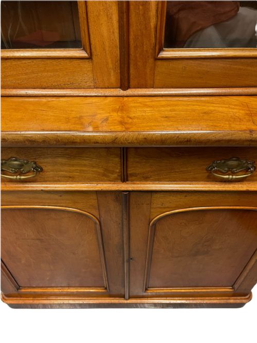 19TH CENTURY ENGLISH GLAZED BOOKCASE ON CUPBOARD BASE - ADDITIONAL PHOTO 3