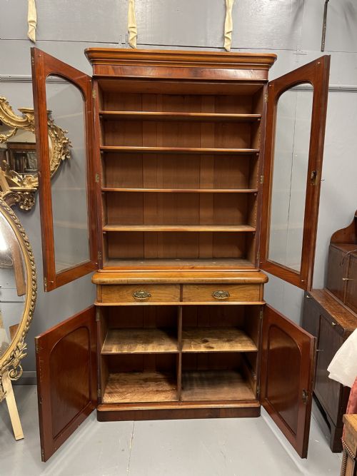 19TH CENTURY ENGLISH GLAZED BOOKCASE ON CUPBOARD BASE - ADDITIONAL PHOTO 11