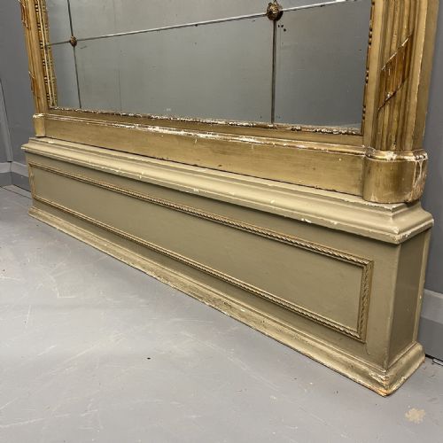 LARGE PAINT AND GILT ITALIAN TRUMEAU MIRROR ON PLINTH - ADDITIONAL PHOTO 3