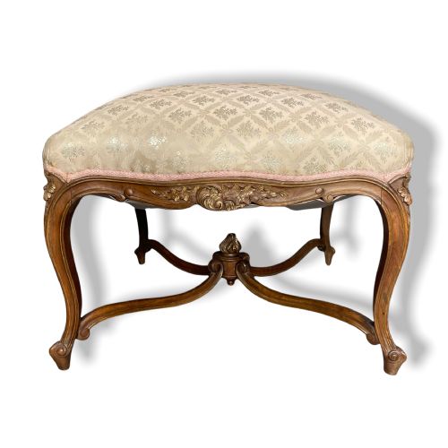 french walnut and gilt x frame stool - CATEGORY: ANTIQUE STOOLS - DATED 1890