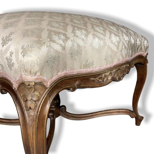 FRENCH WALNUT AND GILT X FRAME STOOL - ADDITIONAL PHOTO 2