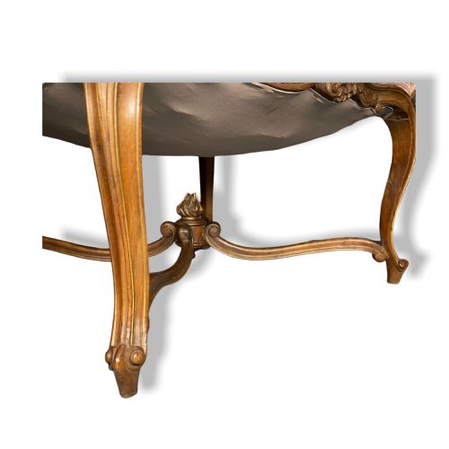 FRENCH WALNUT AND GILT X FRAME STOOL - ADDITIONAL PHOTO 3