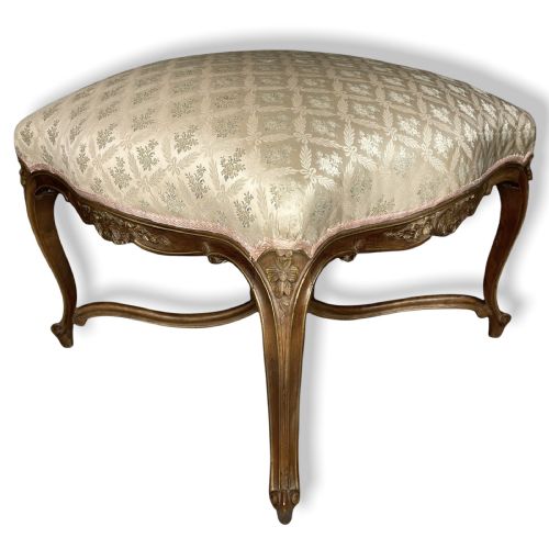 FRENCH WALNUT AND GILT X FRAME STOOL - ADDITIONAL PHOTO 4