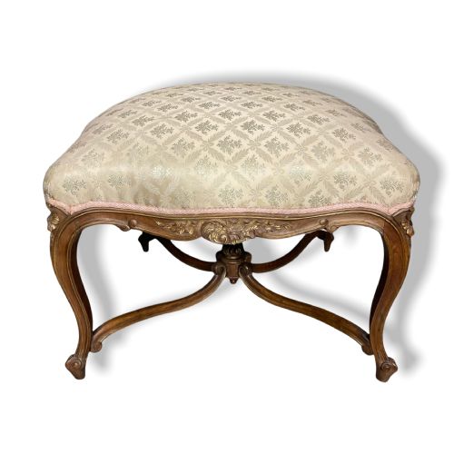FRENCH WALNUT AND GILT X FRAME STOOL - ADDITIONAL PHOTO 6