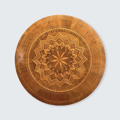 SORRENTO WALNUT MARQUETRY LOW PEDESTAL TABLE - ADDITIONAL PHOTO 1