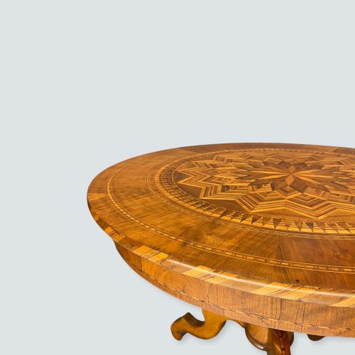 SORRENTO WALNUT MARQUETRY LOW PEDESTAL TABLE - ADDITIONAL PHOTO 2