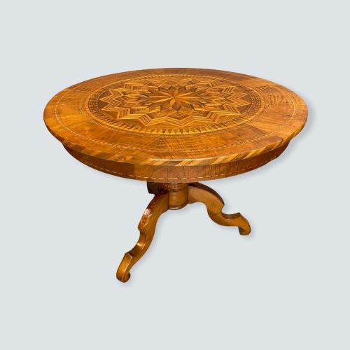 SORRENTO WALNUT MARQUETRY LOW PEDESTAL TABLE - ADDITIONAL PHOTO 5