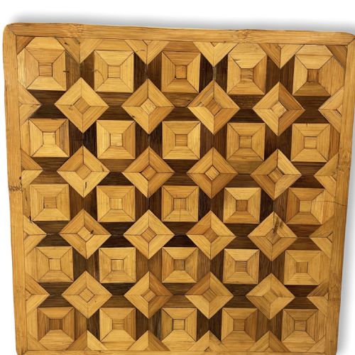 PAIR OF BAMBOO AND PARQUETRY SIDE TABLES - ADDITIONAL PHOTO 8