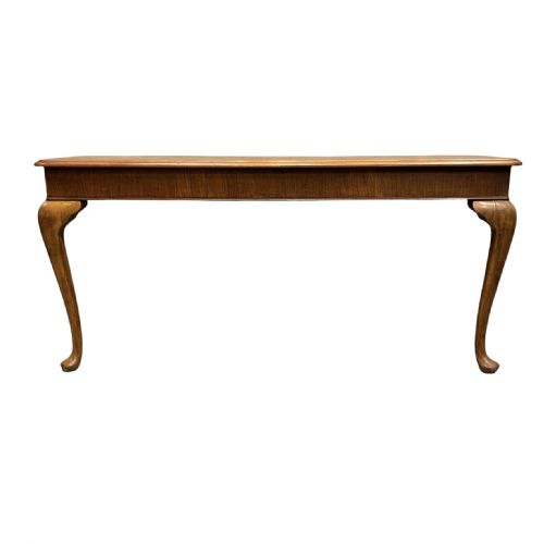 ENGLISH BURR WALNUT CONSOLE TABLE ON PAD FEET - ADDITIONAL PHOTO 2