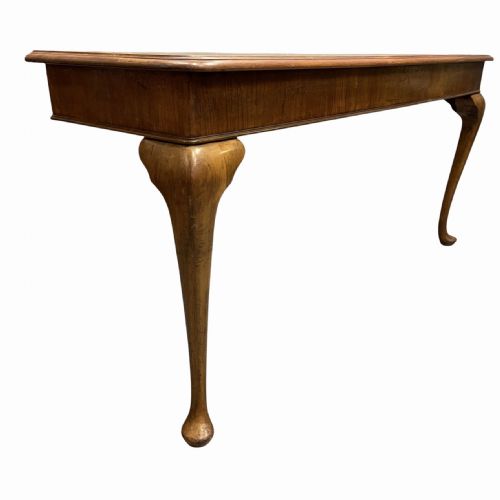 ENGLISH BURR WALNUT CONSOLE TABLE ON PAD FEET - ADDITIONAL PHOTO 4