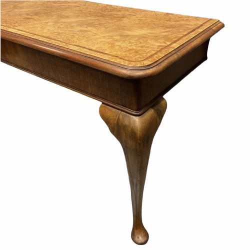 ENGLISH BURR WALNUT CONSOLE TABLE ON PAD FEET - ADDITIONAL PHOTO 5