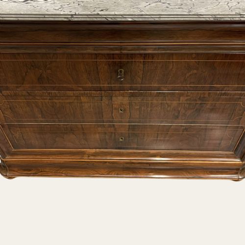 FRENCH INLAID ROSEWOOD MARBLE TOP COMMODE - ADDITIONAL PHOTO 4