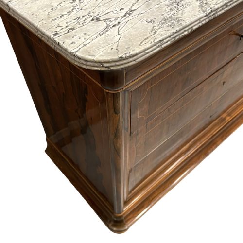 FRENCH INLAID ROSEWOOD MARBLE TOP COMMODE - ADDITIONAL PHOTO 7