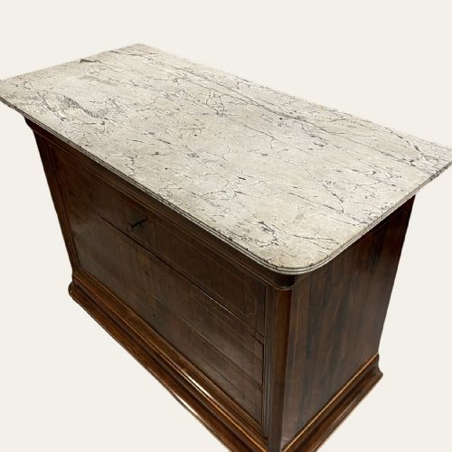 FRENCH INLAID ROSEWOOD MARBLE TOP COMMODE - ADDITIONAL PHOTO 8