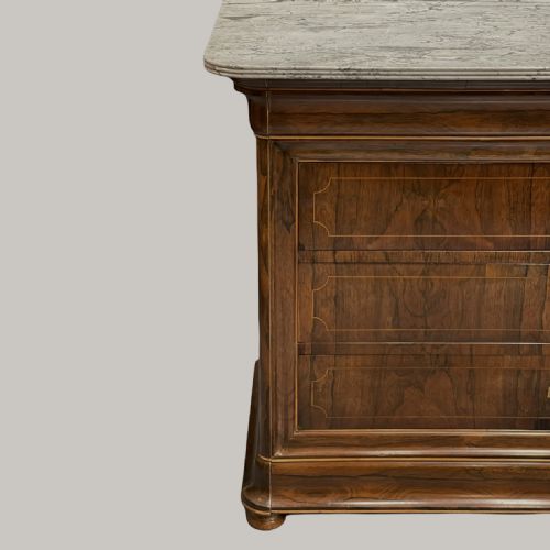FRENCH INLAID ROSEWOOD MARBLE TOP COMMODE - ADDITIONAL PHOTO 9