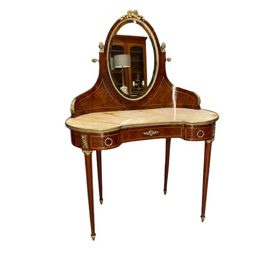french burr amboyna and marble top dressing table - CATEGORY: ANTIQUE DRESSING TABLES - DATED 19TH CENTURY