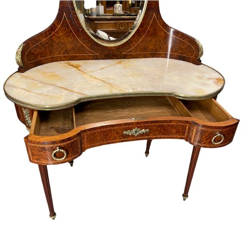 FRENCH BURR AMBOYNA AND MARBLE TOP DRESSING TABLE - ADDITIONAL PHOTO 1