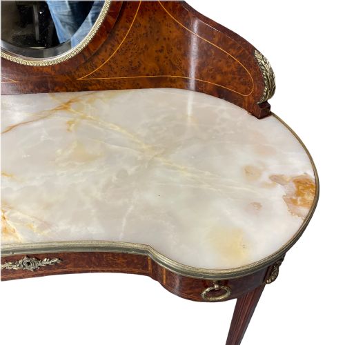FRENCH BURR AMBOYNA AND MARBLE TOP DRESSING TABLE - ADDITIONAL PHOTO 4