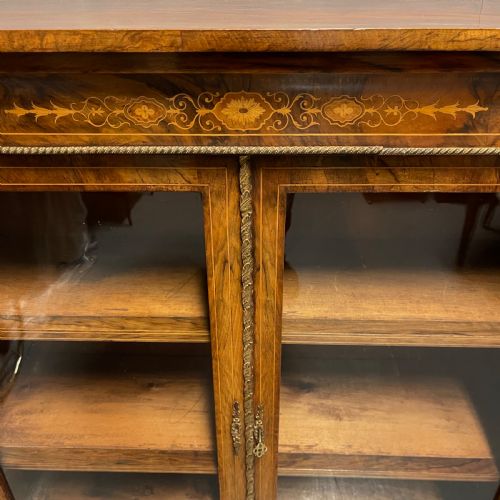 ENGLISH WALNUT AND MARQUETRY GLAZED BOOKCASE - ADDITIONAL PHOTO 3