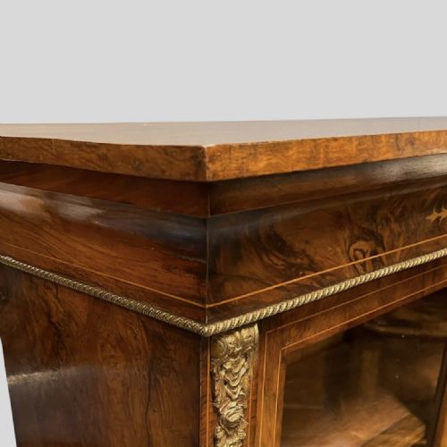 ENGLISH WALNUT AND MARQUETRY GLAZED BOOKCASE - ADDITIONAL PHOTO 5
