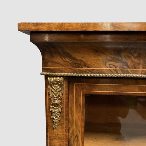 ENGLISH WALNUT AND MARQUETRY GLAZED BOOKCASE - ADDITIONAL PHOTO 7