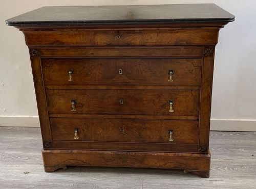 BURR WALNUT AND INLAID MARBLE TOP COMMODE - ADDITIONAL PHOTO 11