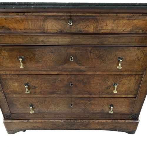 BURR WALNUT AND INLAID MARBLE TOP COMMODE - ADDITIONAL PHOTO 5