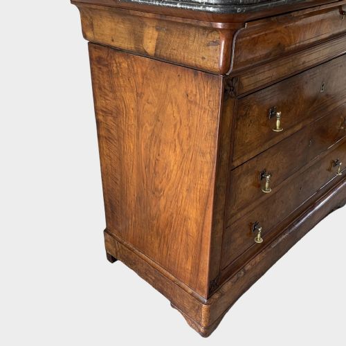 BURR WALNUT AND INLAID MARBLE TOP COMMODE - ADDITIONAL PHOTO 7