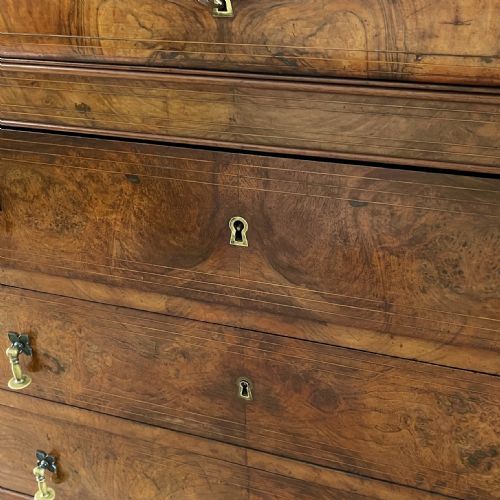 BURR WALNUT AND INLAID MARBLE TOP COMMODE - ADDITIONAL PHOTO 8