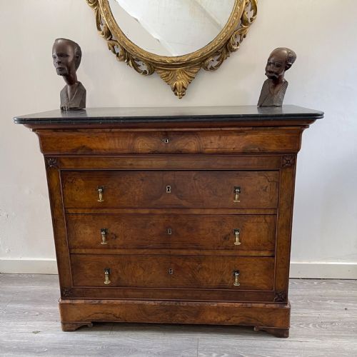 BURR WALNUT AND INLAID MARBLE TOP COMMODE - ADDITIONAL PHOTO 12