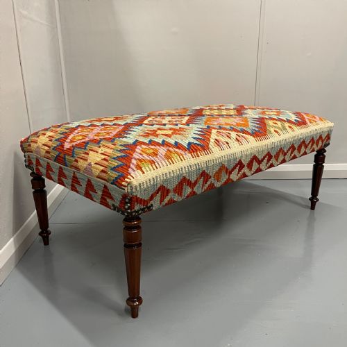 4 x 2 centre footstool in kilim - CATEGORY: ANTIQUE STOOLS - DATED 19TH CENTURY