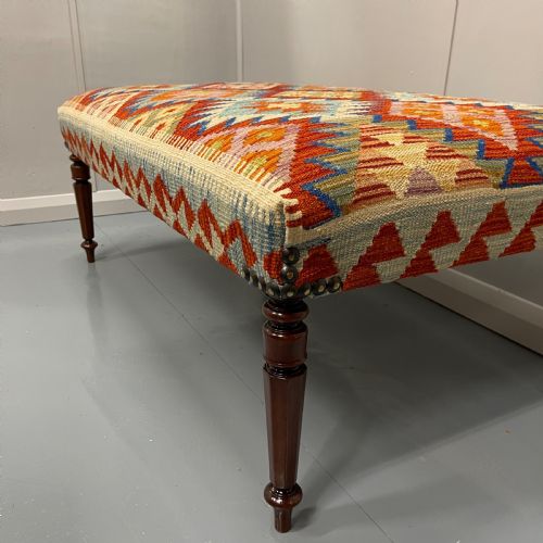 4 X 2 CENTRE FOOTSTOOL IN KILIM - ADDITIONAL PHOTO 1